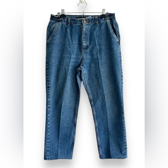 Vintage Women Denim Baggy Jeans 12 Paper Bags Jeans  Medium Wash Mom Jeans - Picture 1 of 17